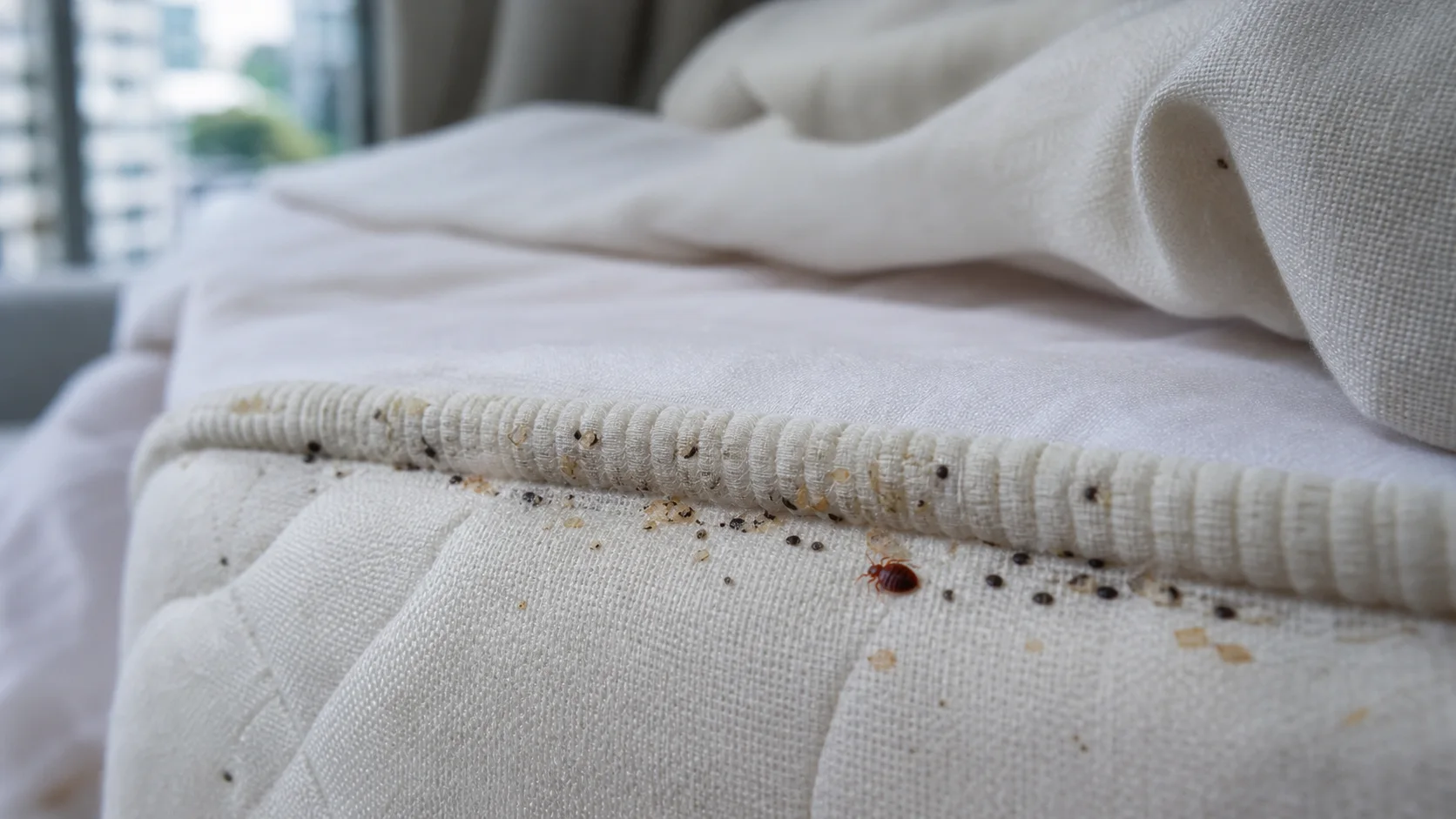 Bed bugs on mattress seam requiring professional treatment Sydney