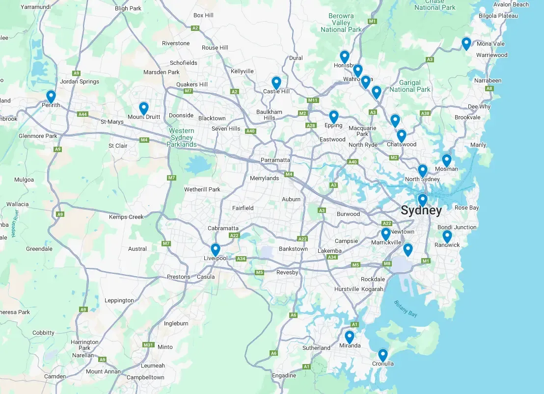 Super Pest Control Sydney service coverage map
