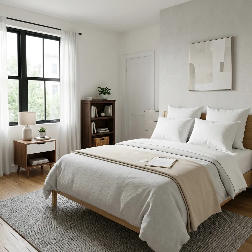 Neatly made bed in a Sydney bedroom after professional bed bug treatment